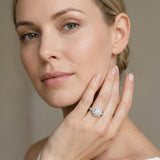 White gold Round Halo Pavé Split Shank Heart Prong Ring_25