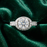 White gold Round Halo Pavé Split Shank Heart Prong Ring_27