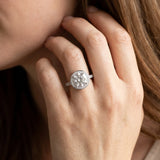 White gold Round Halo Pave Band Solitaire Ring with Prong Setting_14