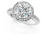 White gold Round Halo Pave Band Solitaire Ring with Prong Setting_85