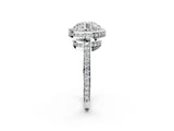 White gold Round Halo Pave Band Solitaire Ring with Prong Setting_86