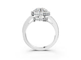White gold Round Halo Pave Band Solitaire Ring with Prong Setting_87