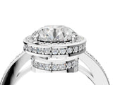 White gold Round Halo Pave Band Solitaire Ring with Prong Setting_88