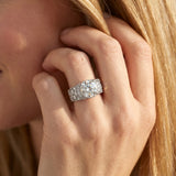 White gold Round Halo Pave Diamond Engagement Ring with Milgrain Detailing_14