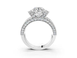 White gold Round Halo Pave Diamond Engagement Ring with Milgrain Detailing_71