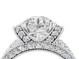 White gold Round Halo Pave Diamond Engagement Ring with Milgrain Detailing_72