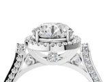 White gold Round Halo Pave Split Shank Prong Setting Ring_61