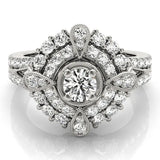 White gold Round Halo Pear Cluster Split Shank Prong Setting Ring 1