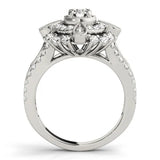 White gold Round Halo Pear Cluster Split Shank Prong Setting Ring 2