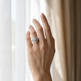 White gold Round Halo Pear Cluster Split Shank Prong Setting Ring_24