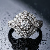 White gold Round Halo Pear Cluster Split Shank Prong Setting Ring_27