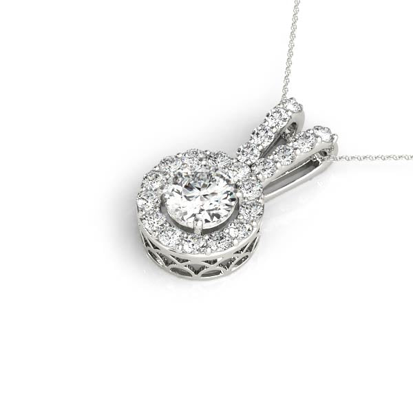 White gold Round Halo Pendant with Prong Setting 1