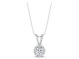 14K White Gold 1.71 Carat F VS1 Round Halo Pendant with Prong Setting