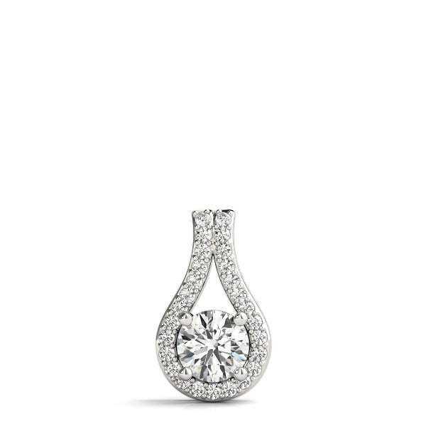 White gold Round Halo Prong Set Pendant 1