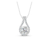 White gold Round Halo Prong Set Pendant_33