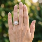 White gold Round Halo Solitaire Diamond Ring with Pave Band and Bezel Setting_12