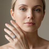 White gold Round Halo Solitaire Diamond Ring with Pave Band and Bezel Setting_13
