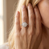 White gold Round Halo Solitaire Diamond Ring with Pave Band and Bezel Setting_14