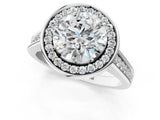 White gold Round Halo Solitaire Diamond Ring with Pave Band and Bezel Setting_85