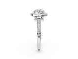 White gold Round Halo Solitaire Diamond Ring with Pave Band and Bezel Setting_86