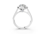 White gold Round Halo Solitaire Diamond Ring with Pave Band and Bezel Setting_87