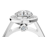 White gold Round Halo Solitaire Diamond Ring with Pave Band and Bezel Setting_88