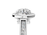 White gold Round Halo Solitaire Diamond Ring with Pave Band and Bezel Setting_92