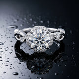 White gold Round Halo Solitaire Diamond Ring with Twisted Band and Four-Prong Setting_31