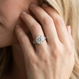White gold Round Halo Solitaire with Scrollwork Band and Four-Prong Setting_8