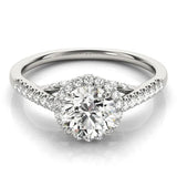 White gold Round Halo Split Shank Diamond Engagement Ring 2