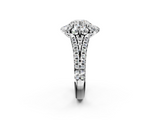 White gold Round Halo Split Shank Diamond Engagement Ring with Pave Band and Four-Prong Setting_76