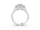 White gold Round Halo Split Shank Diamond Engagement Ring with Pave Band and Four-Prong Setting_77