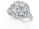 White gold Round Halo Split Shank Diamond Engagement Ring with Pave Band and Four-Prong Setting_77
