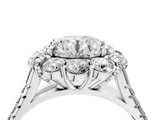 White gold Round Halo Split Shank Diamond Engagement Ring with Pave Band and Four-Prong Setting_80
