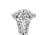 White gold Round Halo Split Shank Diamond Engagement Ring with Pave Band and Four-Prong Setting_81