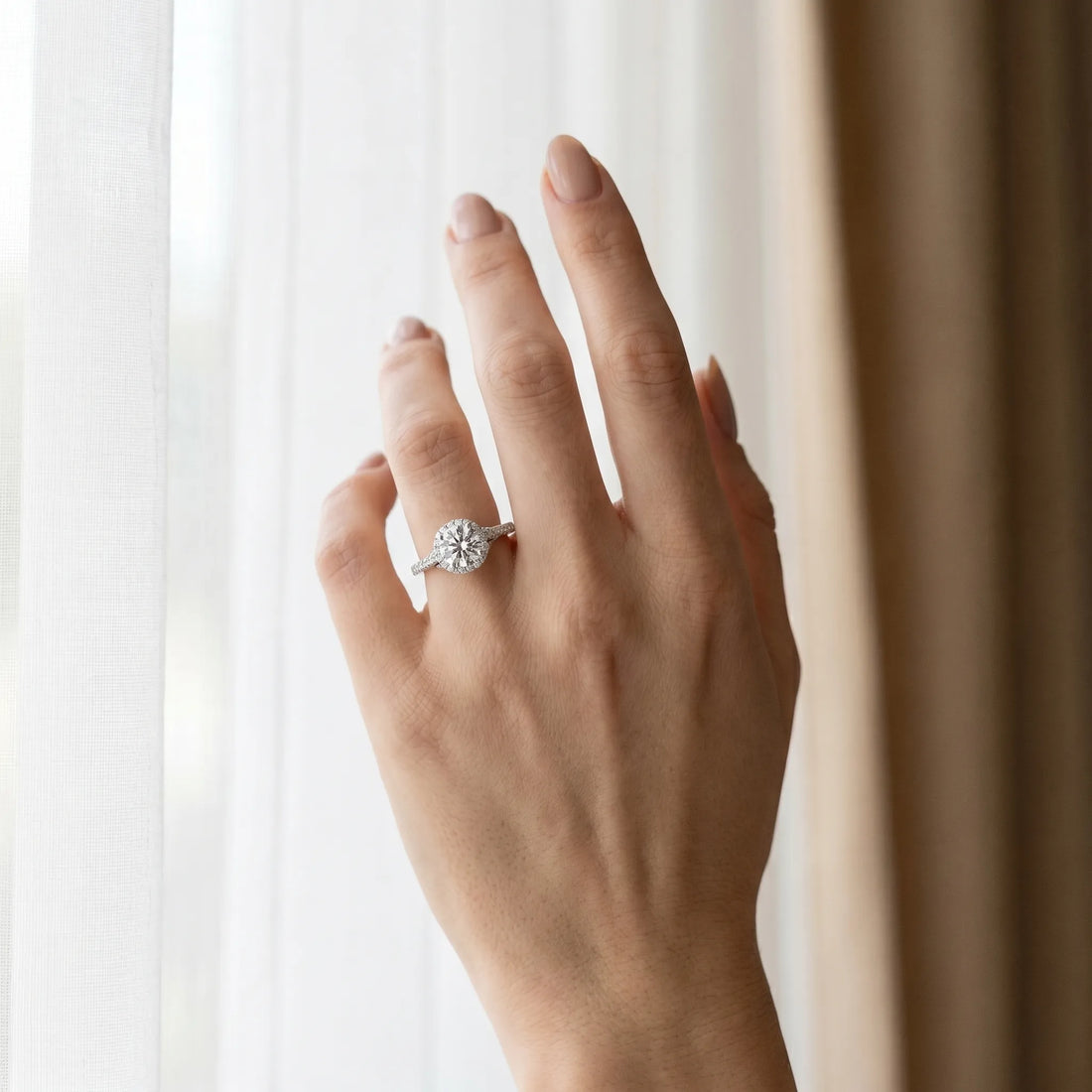 White gold Round Halo Split Shank Diamond Engagement Ring_25