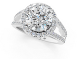 White gold Round Halo Split Shank Diamond Ring with Four-Prong Setting_37