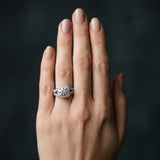 White gold Round Halo Split Shank Diamond Ring with Milgrain Prong Setting_41