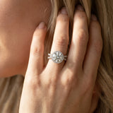 White gold Round Halo Split Shank Diamond Ring with Pavé Setting_14