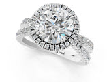 White gold Round Halo Split Shank Diamond Ring with Pavé Setting_46