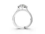 White gold Round Halo Split Shank Diamond Ring with Pavé Setting_48