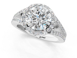White gold Round Halo Split Shank Diamond Ring with Prong Setting_21