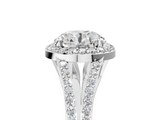 White gold Round Halo Split Shank Diamond Ring with Prong Setting_23