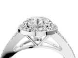 White gold Round Halo Split Shank Diamond Ring with Prong Setting_24