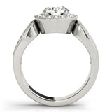 White gold Round Halo Split Shank Milgrain Diamond Ring 2
