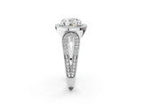 White gold Round Halo Split Shank Milgrain Diamond Ring_28