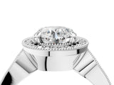 White gold Round Halo Split Shank Milgrain Diamond Ring_30