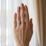 White gold Round Halo Split Shank Milgrain Diamond Ring_60