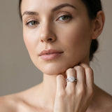 White gold Round Halo Split Shank Milgrain Diamond Ring_61