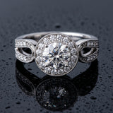 White gold Round Halo Split Shank Milgrain Diamond Ring_63